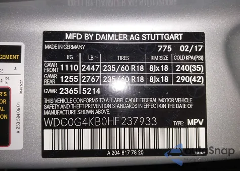 2017 Mercedes-Benz Glc 300 4Matic z USA, uszkodzony, nr VIN WDC0G4KB0HF237933